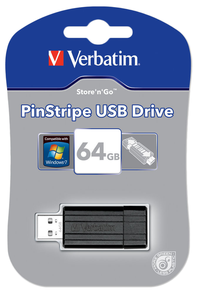 VERBATIM Pinstripe 64GB USB 2.0 pendrive fekete