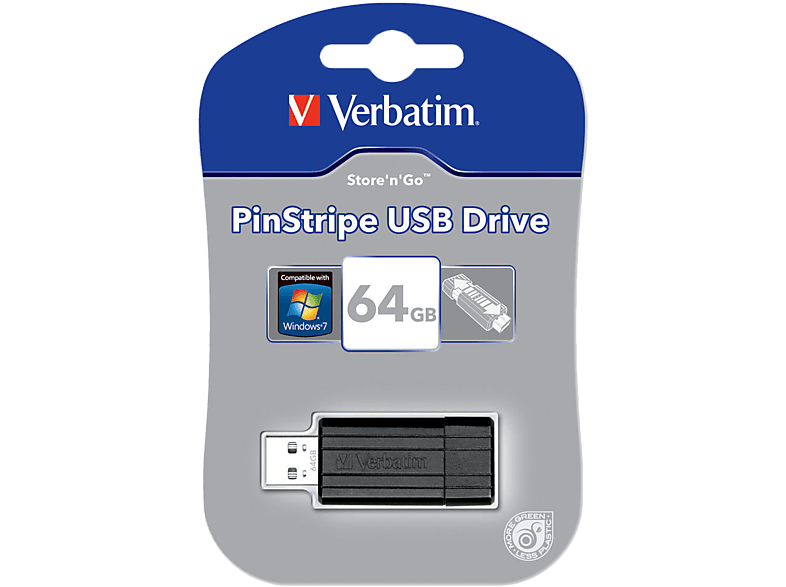 VERBATIM Pinstripe 64GB USB 2.0 pendrive fekete