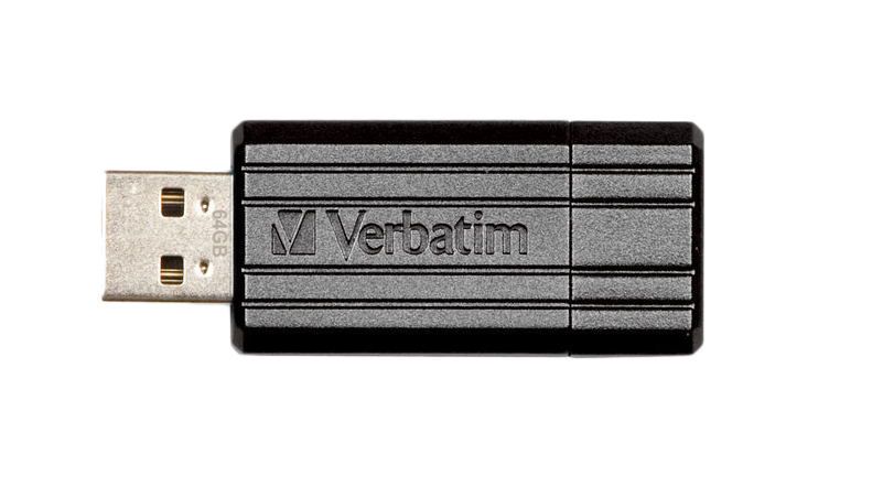 Fekete USB flash meghajtó, Verbatim márka.