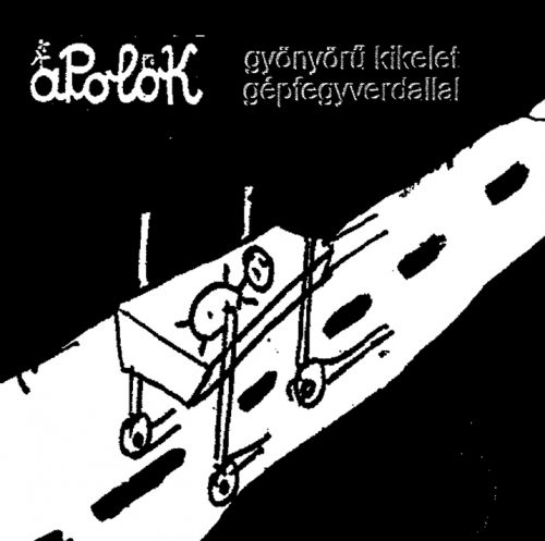 Fekete-fehér album borító egy rajzzal egy kerekes ágyon fekvő személyről.