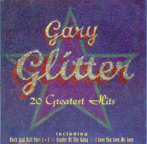 Album borítója csillaggal, 'Gary Glitter' névvel és '20 Greatest Hits'-szel.