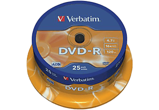 VERBATIM DVD-R lemez 4,7 GB 16x, 25db hengeren AZO