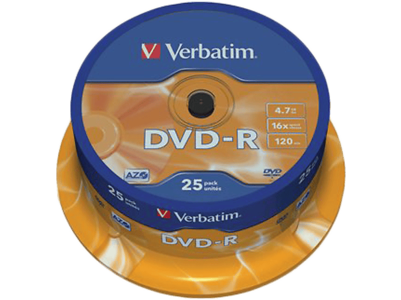 VERBATIM DVD-R lemez 4,7 GB 16x, 25db hengeren AZO