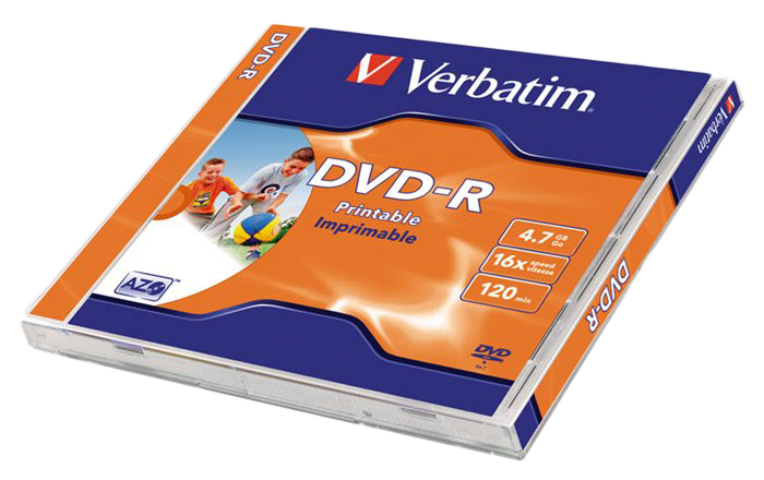 VERBATIM DVD-R lemez 4,7 GB 16x, normál tok, matt nyomtatható felület