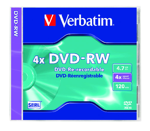 VERBATIM DVD-RW újraírható lemez 4,7 GB 4x, normál tokban, SERL