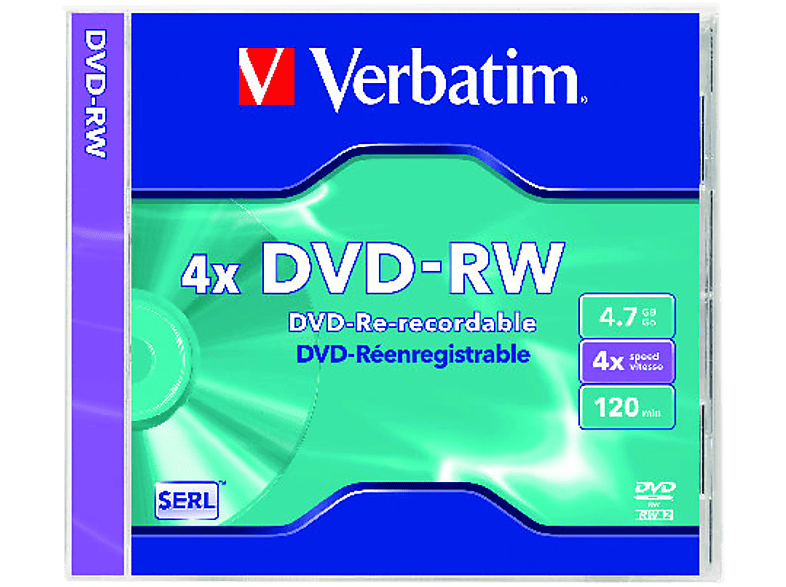 VERBATIM DVD-RW újraírható lemez 4,7 GB 4x, normál tokban, SERL