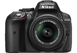 NIKON D5300 Spiegelreflexkamera, 24.2 Megapixel, 18-55 mm Objektiv (VRII), WLAN, Schwarz