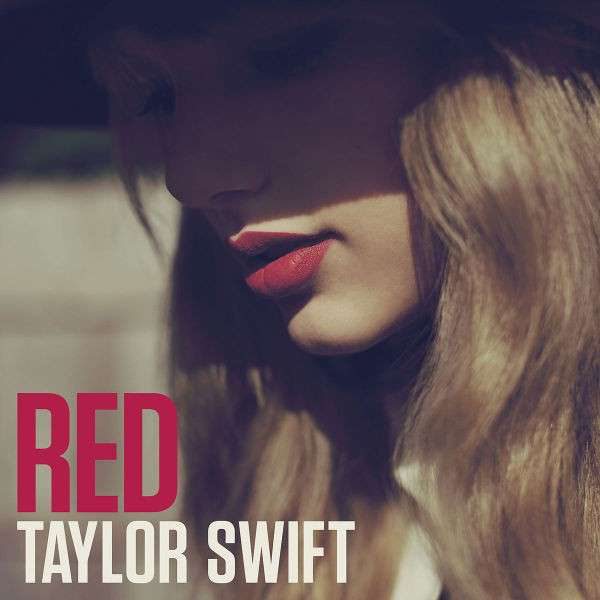 Taylor Swift 'RED' album borítója. Közelkép az arcáról piros rúzzsal.