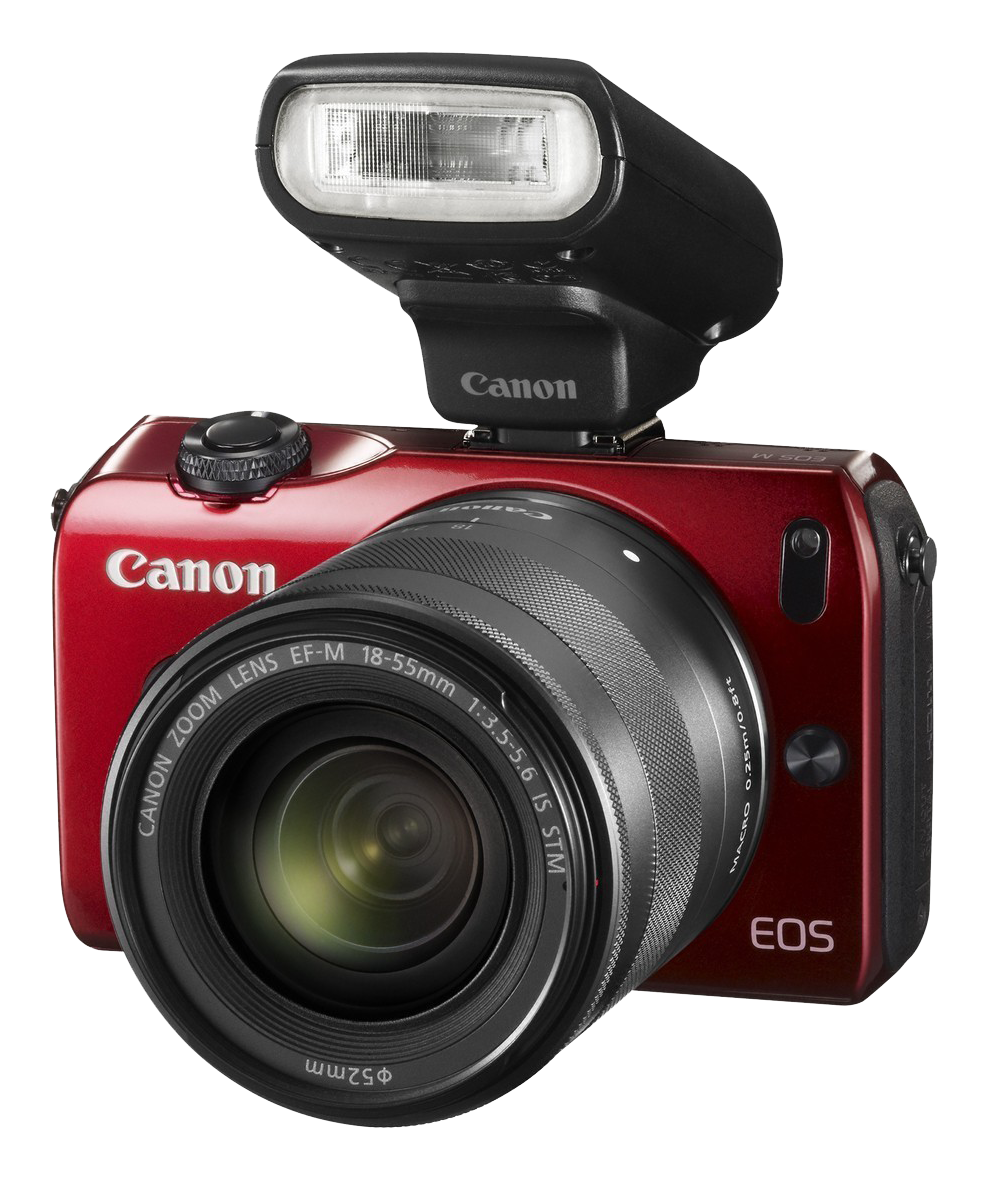 CANON EOS M + EF-M + 18-55 mm + 90EX KIT piros Kit