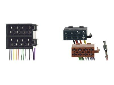 Elektrische connectoren met gekleurde draden en connector pinnen.