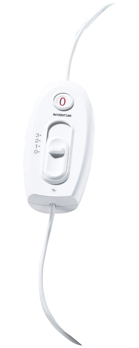 White switch with a dial and a button. Text 'INVENTUM' is visible.