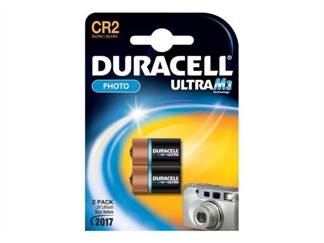 Duracell Ultra M3 batterijen in een verpakking, met een camera-afbeelding rechtsonder.