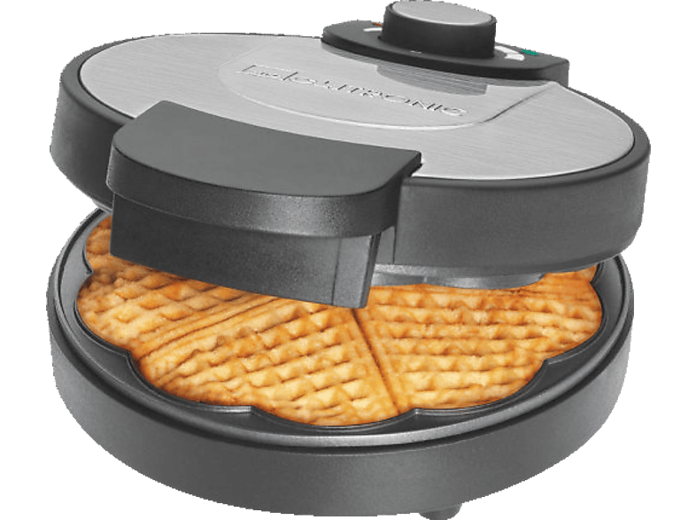 Clatronic WA 3492 Herz-Waffeleisen, Schwarz/Edelstahl, 1000 Watt