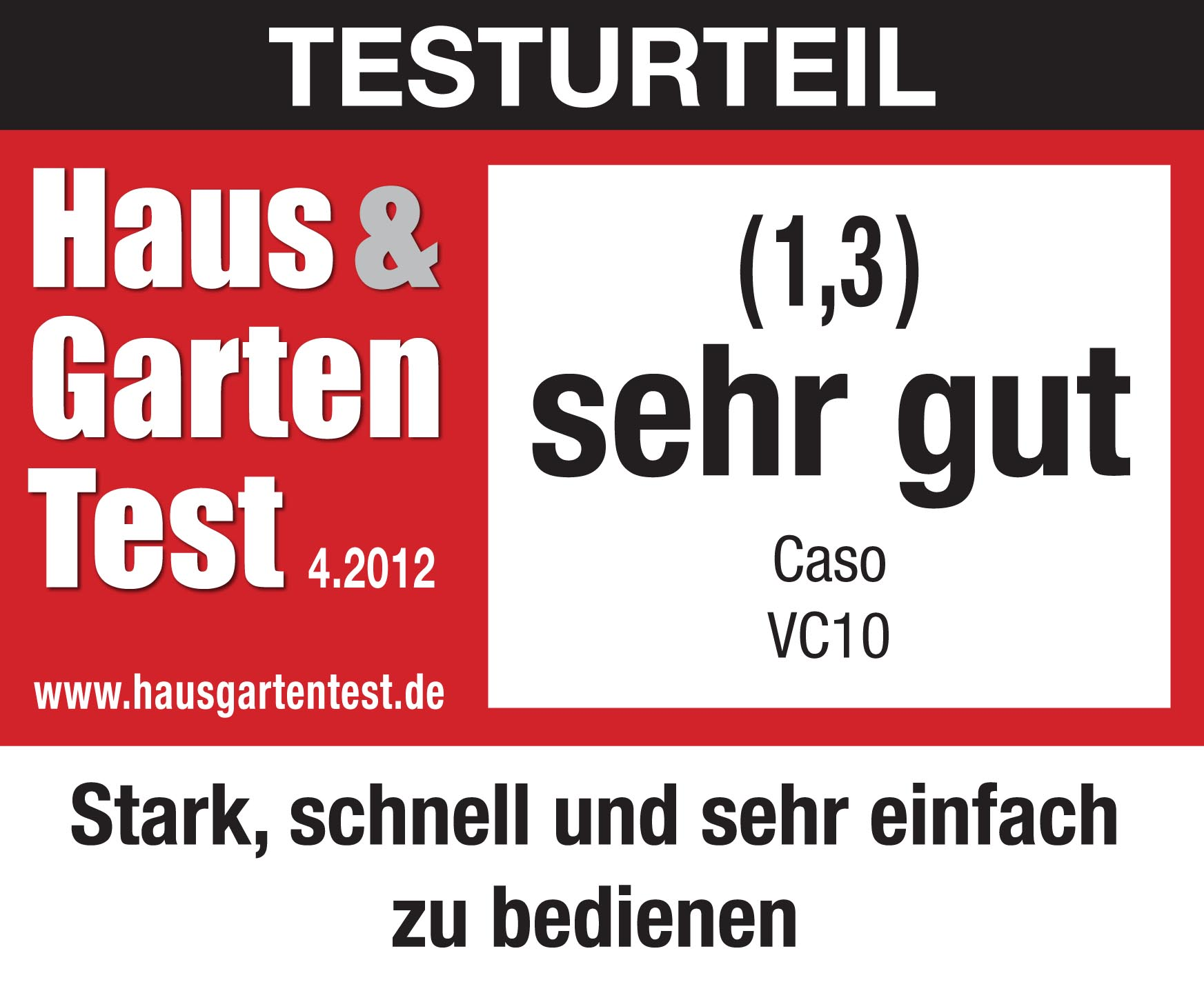 Testbild für Milchaufschäumer mit Bewertung 'sehr gut'.