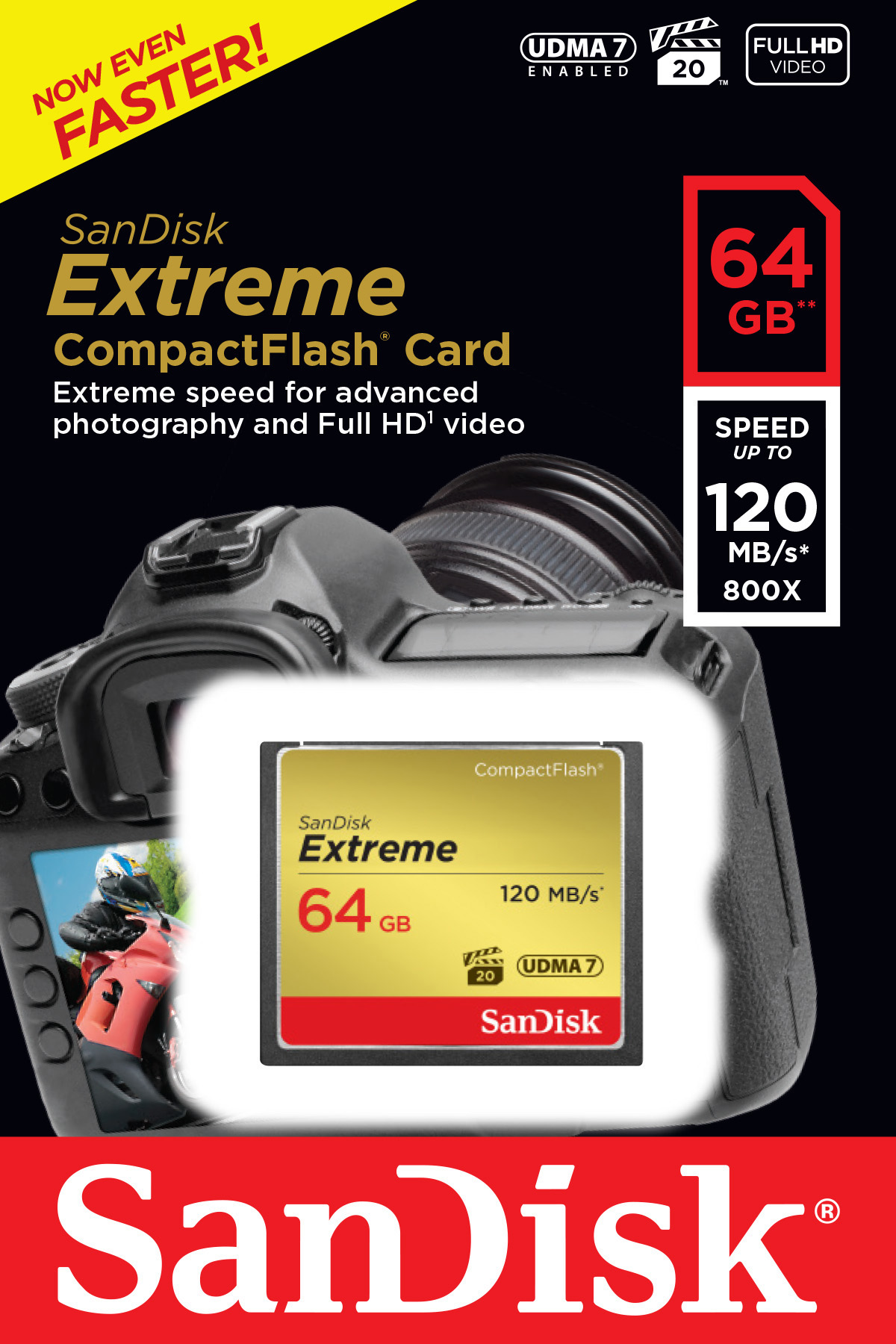 SANDISK Extreme, Compact Flash Speicherkarte, 64 GB, 120 MB/s