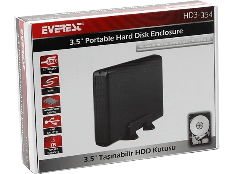 EVEREST 1066430 HD3 354 USB 3.0 3.5 TO SATA Hard Disk Kutusu_1