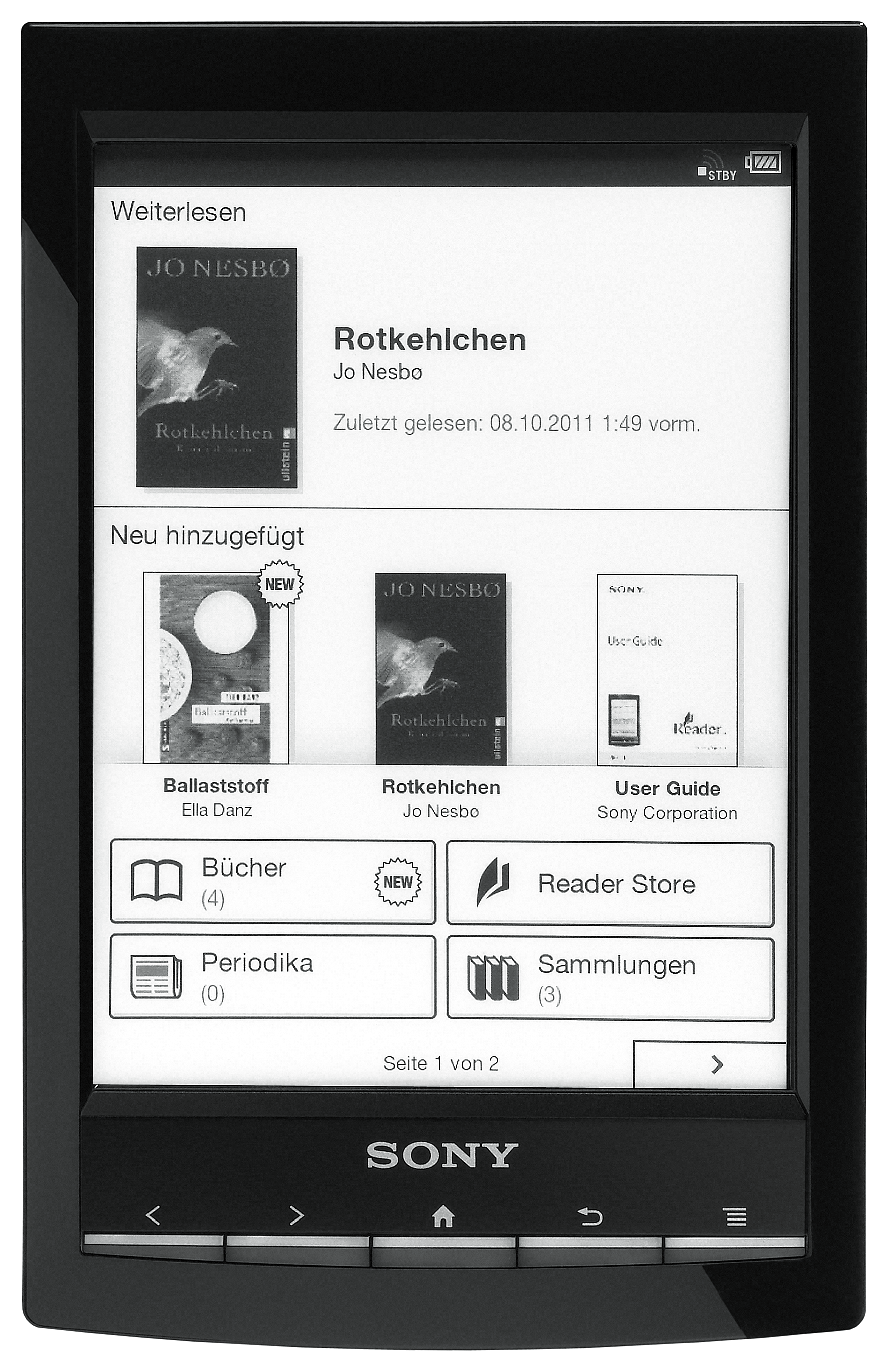 SONY PRS-T1BC  2 GB E-Book Reader Schwarz