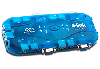 S-LINK SL-1041 4 Port VGA+PS2 1,8 m M/M Kablolu Otomatik Kvm Switch