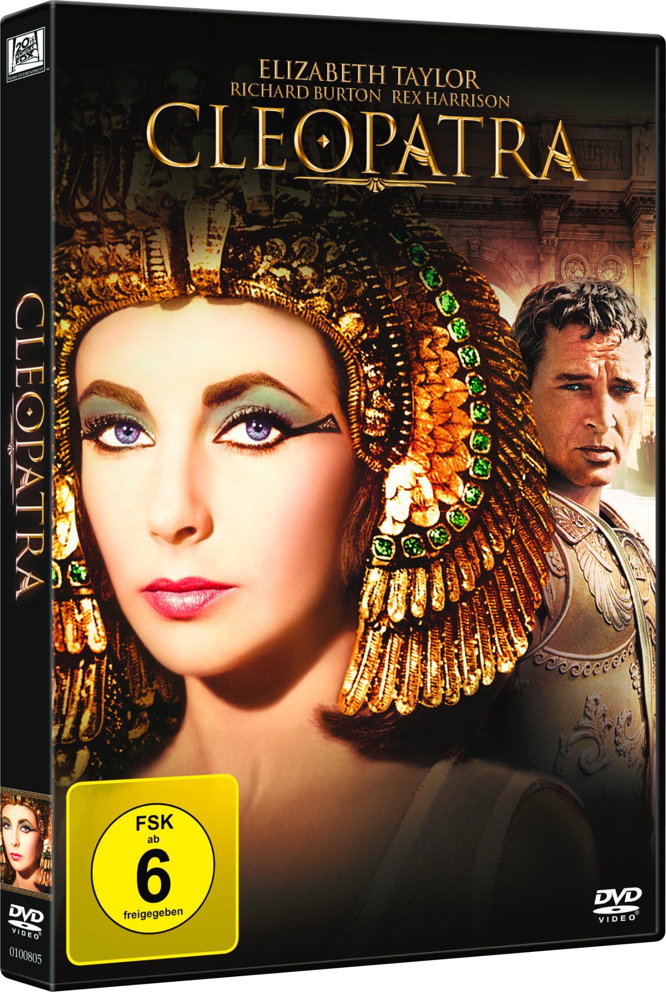 Cleopatra DVD-Cover. Elizabeth Taylor als Kleopatra. Richard Burton und Rex Harrison.