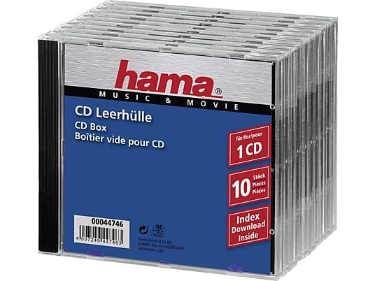 HAMA Coffret pour CD, noir / transparent (pack de 10) - Boîtiers vides CD (Noir)