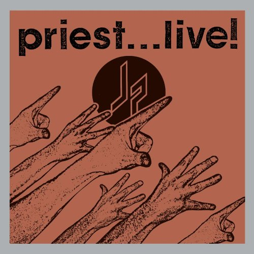 Album borító: Priest...live!, sok mutató kézzel és egy fekete körrel, benne a JP-vel.
