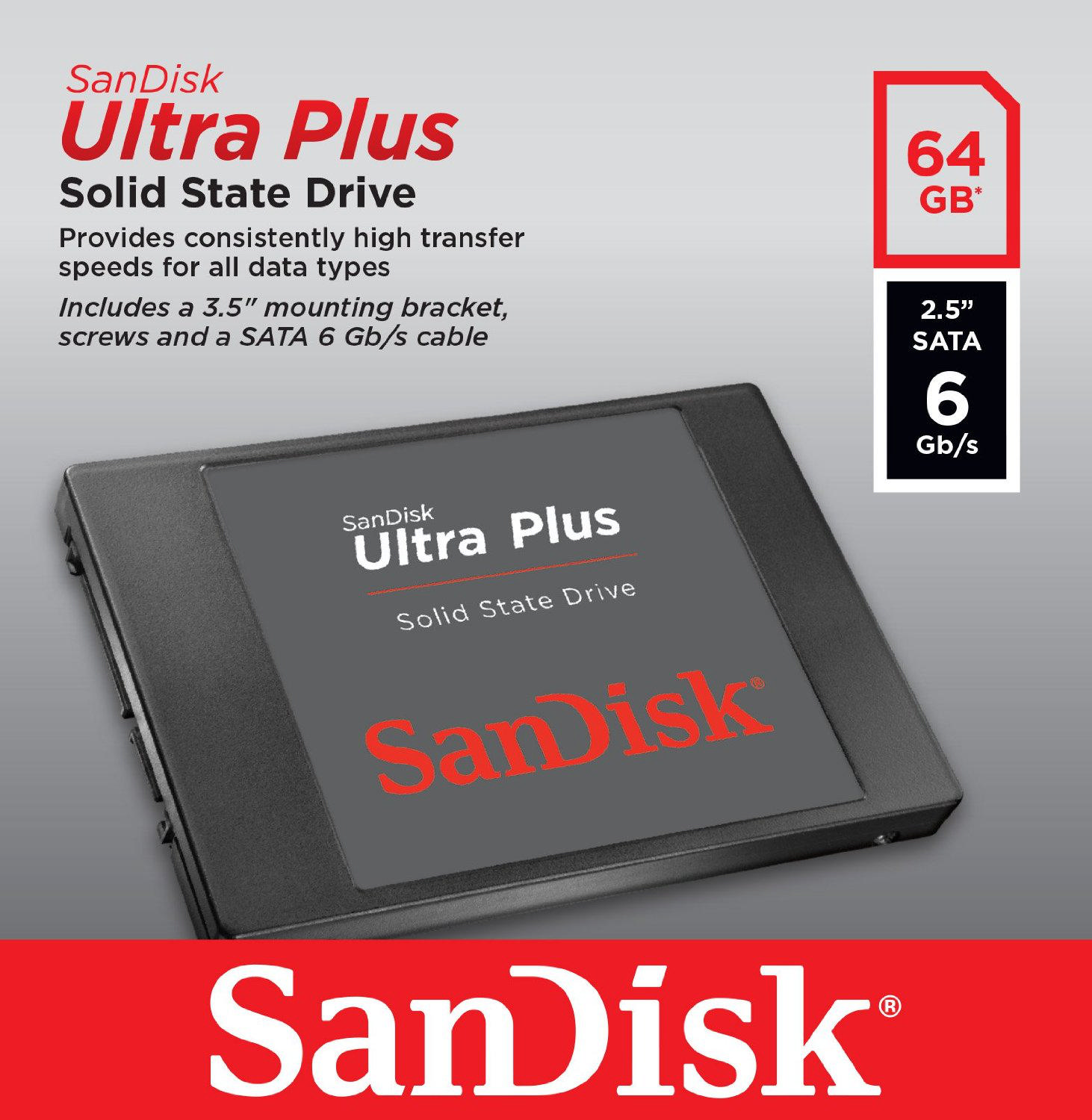 SANDISK ULTRA PLUS 64GB SATA3 520/155 SSD Disk