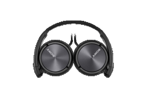 Schwarze Kopfhörer. Die Ohrmuscheln sind kreisförmig und tragen den Aufdruck "SONY".