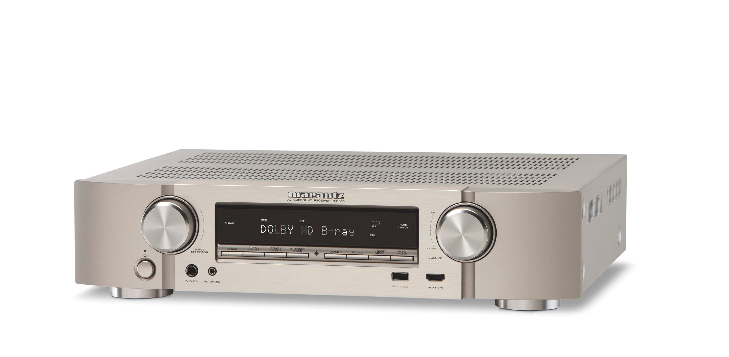 MARANTZ NR1605 AV-Receiver (7.2 Kanäle, 90 Watt pro Kanal, Silbergold)