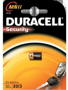 Duracell Security batterijverpakking, sleutel en afstandsbediening autosleutel.