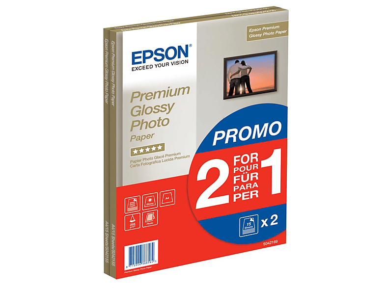 EPSON S042169 Premium Glossy fotopapier A4 | MediaMarkt