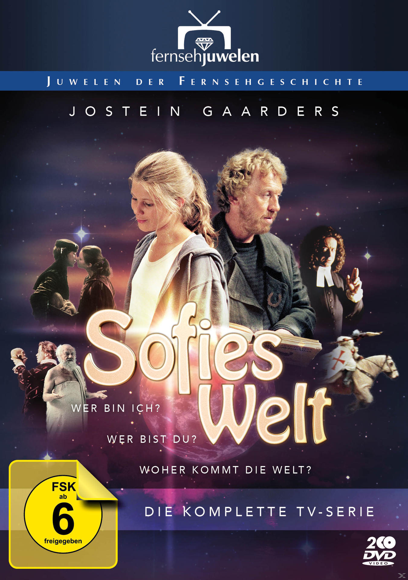 Sofies Welt DVD-Cover, Schauspieler, Weltraumhintergrund, Text, Film.