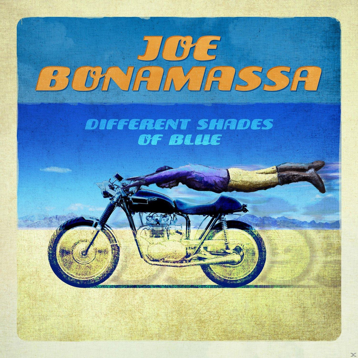 Joe Bonamassa Albumcover. Mann schwebt über Motorrad, Titel darüber.