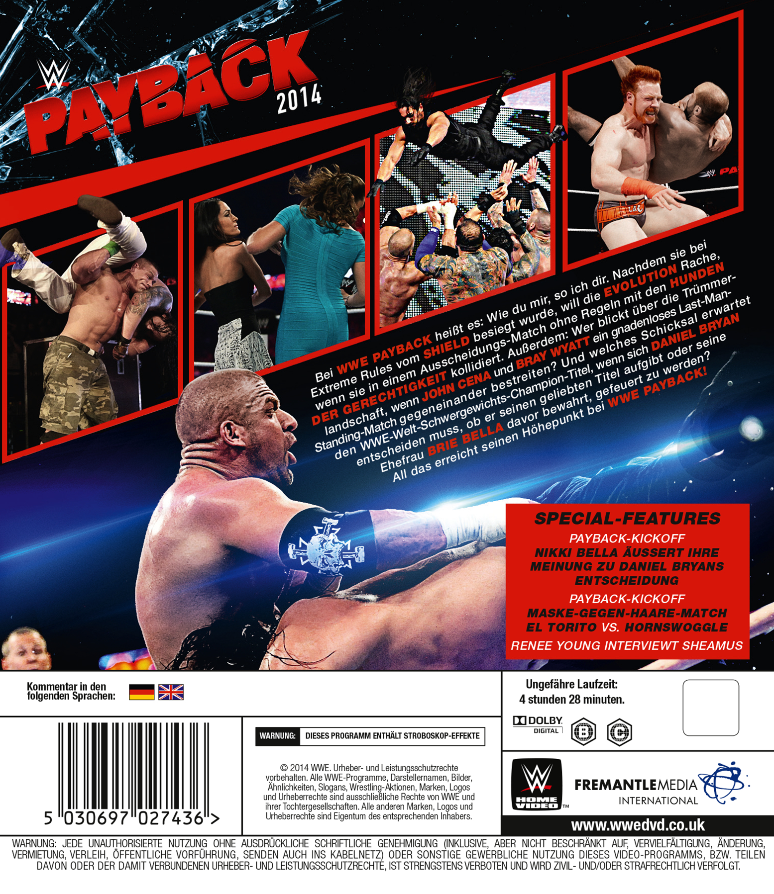 DVD-Cover mit Wrestler-Bildern, Text auf Deutsch und Bewertungsinformationen.