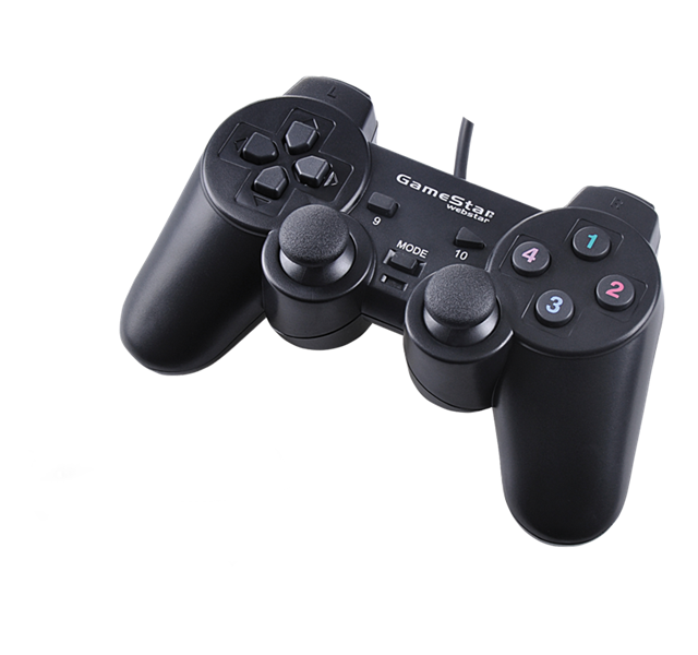 Siyah zemin üzerinde siyah GameStar Webster gamepad.