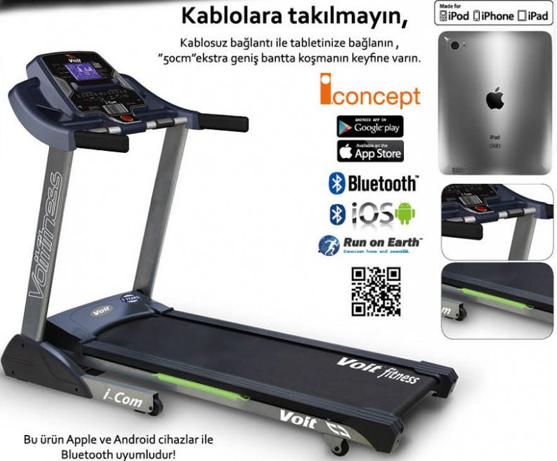 VOIT 1VTKBICOM I COM IOS ve Android Uyumlu Otomatik Eğimli Koşu Bandı