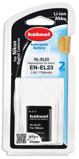 Package for a Nikon digital camera battery, with a battery visible, and product details.