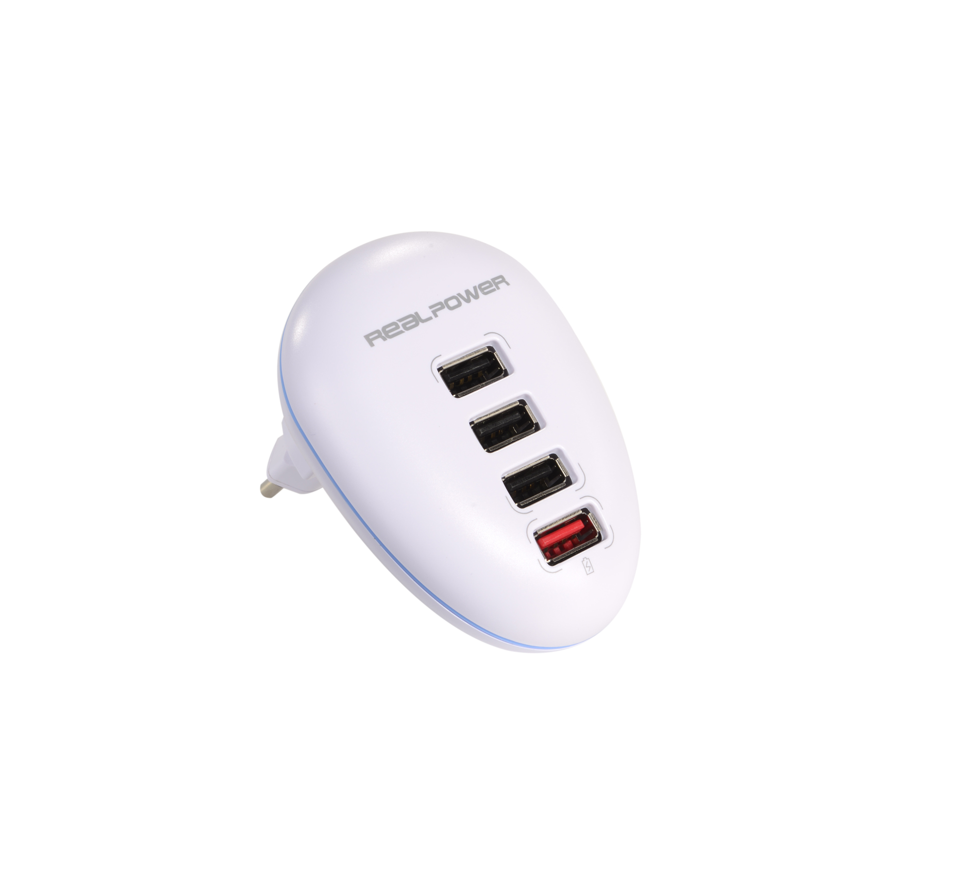 REALPOWER 4-Port USB-Ladestation, Weiß