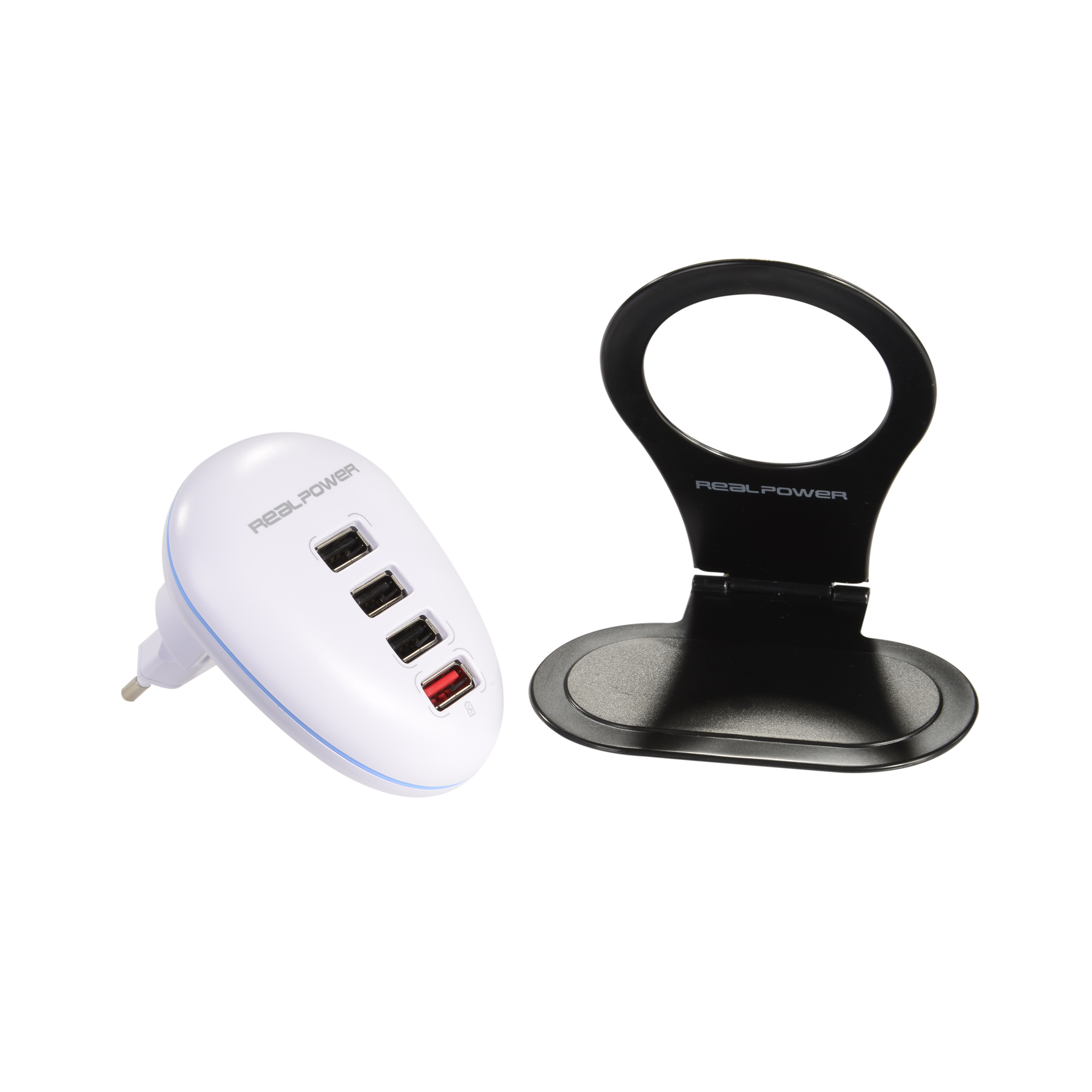 REALPOWER 4-Port USB-Ladestation, Weiß