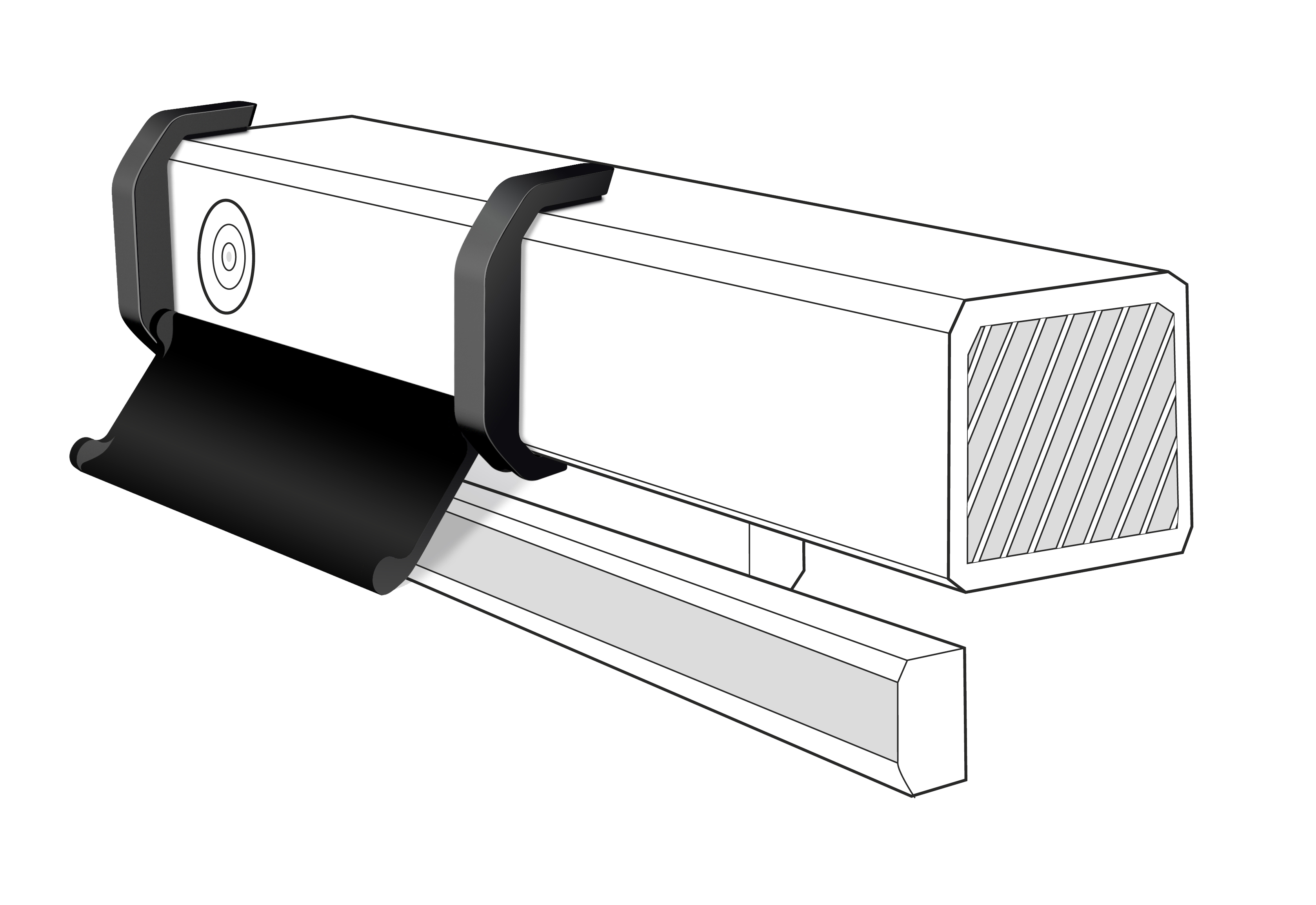 Tow hitch receiver, black with some black parts.