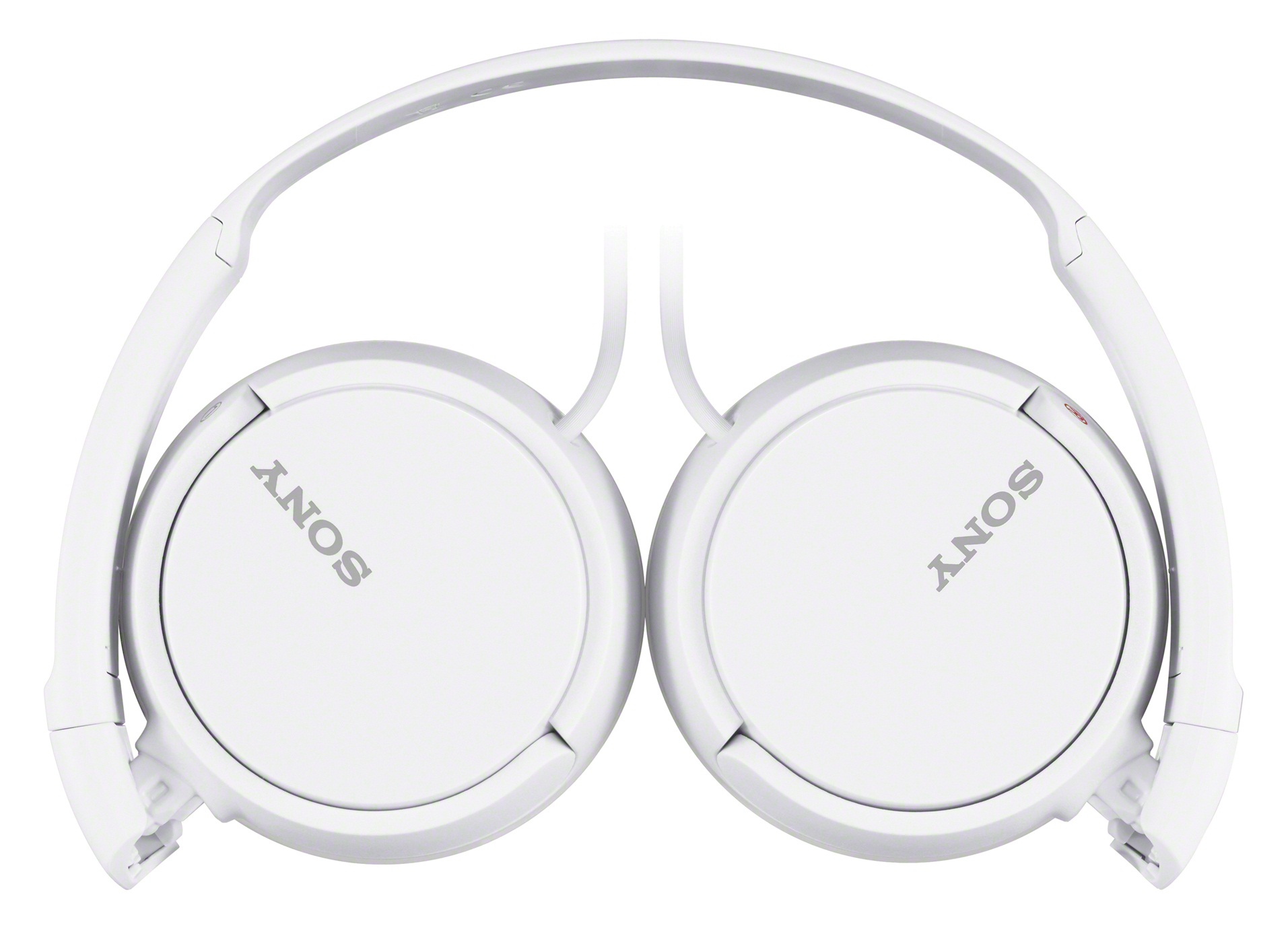 White foldable headphones, top view.