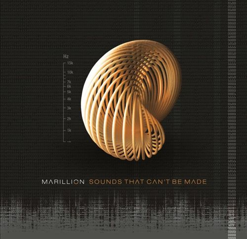 Album borító: Absztrakt spirál barnában feketén. Cím: Marillion, Sounds That Can't Be Made.