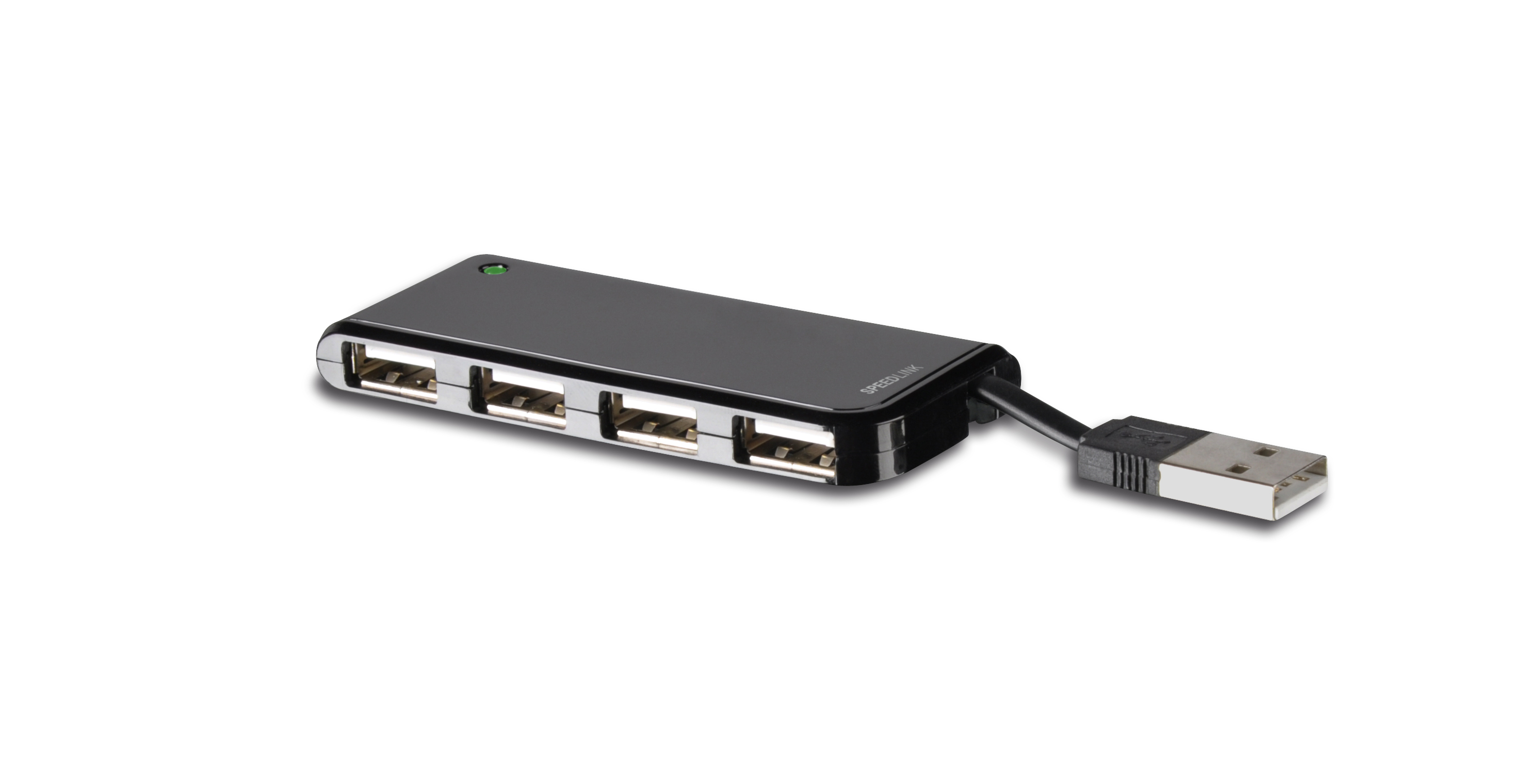 SPEEDLINK NOBILÉ Compact Active USB Hub - 4 Anschlüsse, schwarz, USB Hub, Schwarz