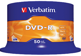 VERBATIM DVD-R lemez 4,7 GB 16x, 50db hengeren AZO
