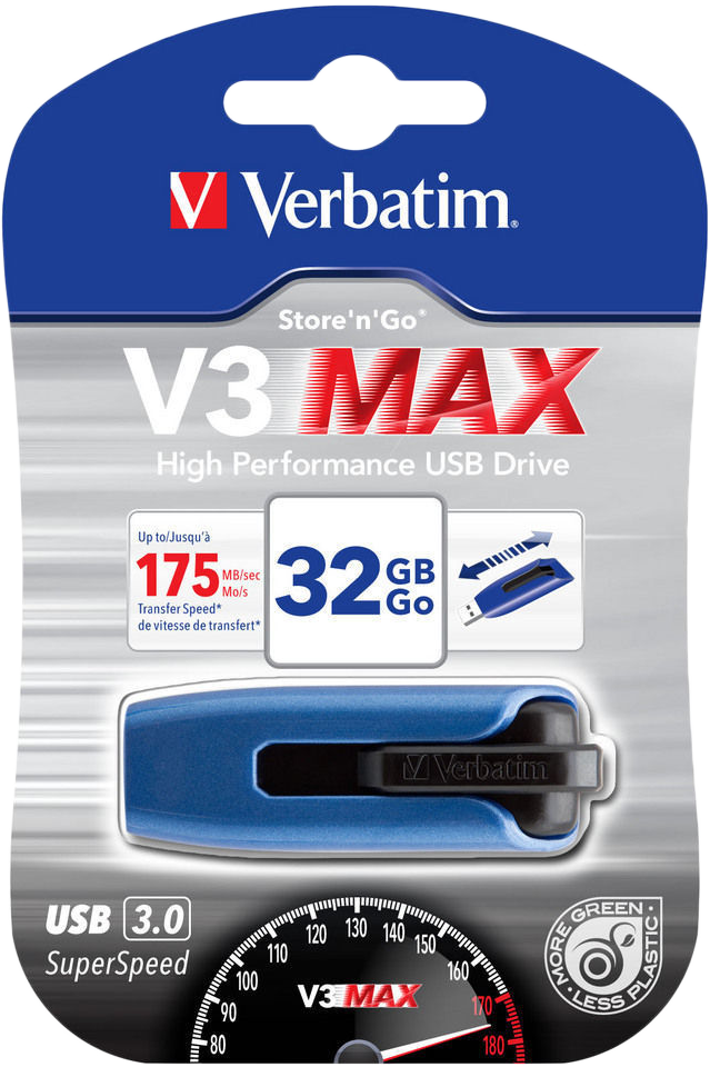 VERBATIM V3 Max 32 GB USB 3.0 pendrive kék-fekete