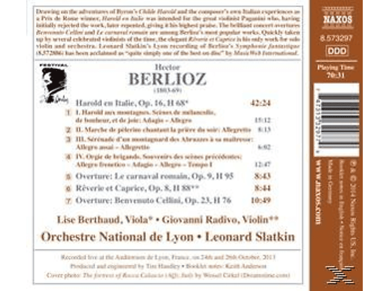 Thumbnail - Lise Berthaud, Giovanni Radivo, Orchstre National de Lyon, Leonard Slatkin - Harold In Italien/Ouvertüren (CD)