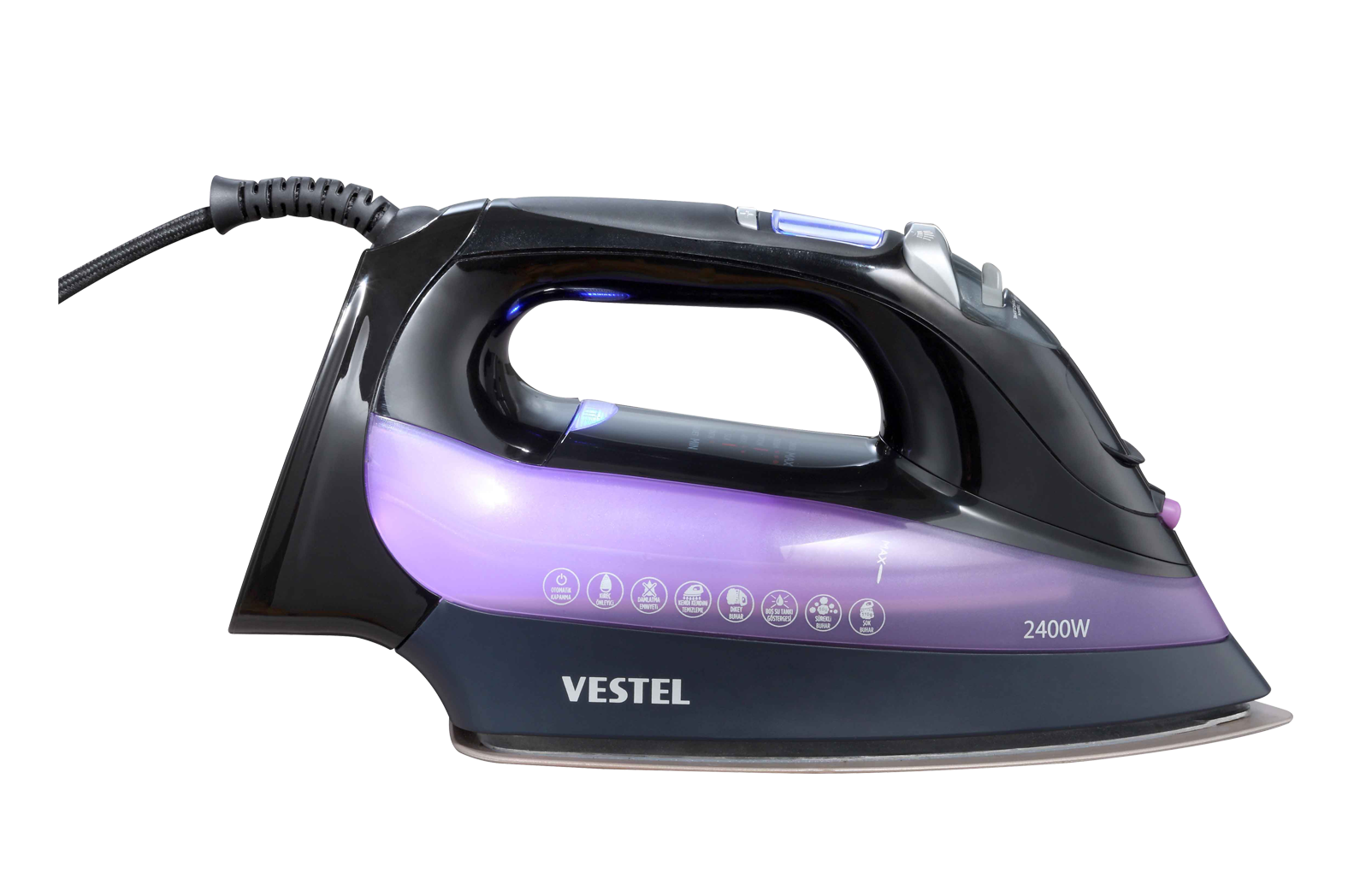 VESTEL V-PRESS Serisi 4001 Nano Seramik Tabanlı 2400 W Dijital Mor Buharlı Ütü 
