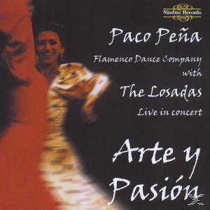 CD-Cover mit einer Frau, die in Rot tanzt. Der Titel lautet 'Arte y Pasión' und der Künstler ist Paco Peña.