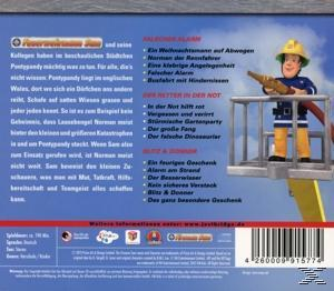 DVD-Rückseite mit einem Cartoon-Feuerwehrmann und Text auf Deutsch.