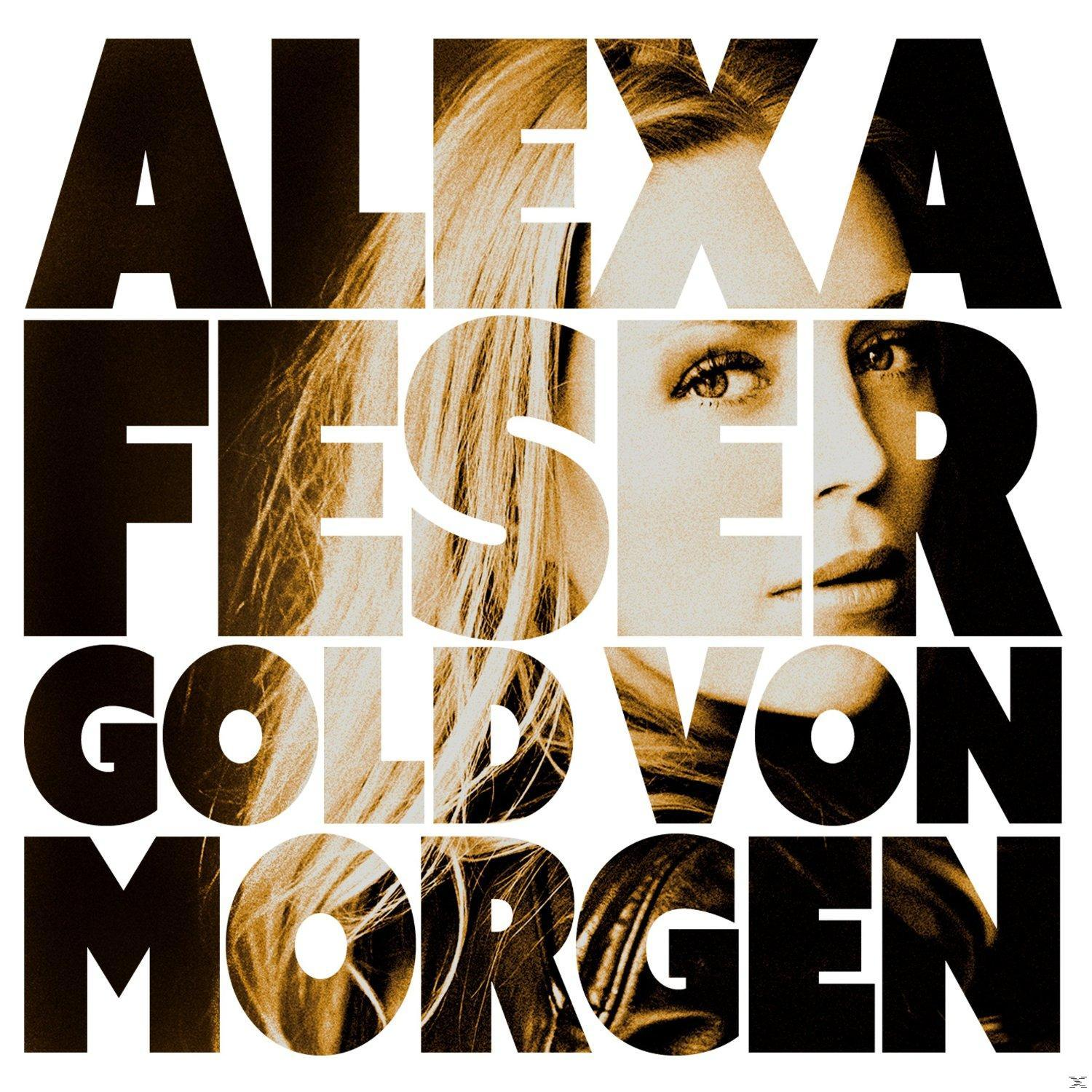 Albumcover: Gesicht von Alexa Feser, blondes Haar und der Titel 'Gold Von Morgen' in Schwarz.