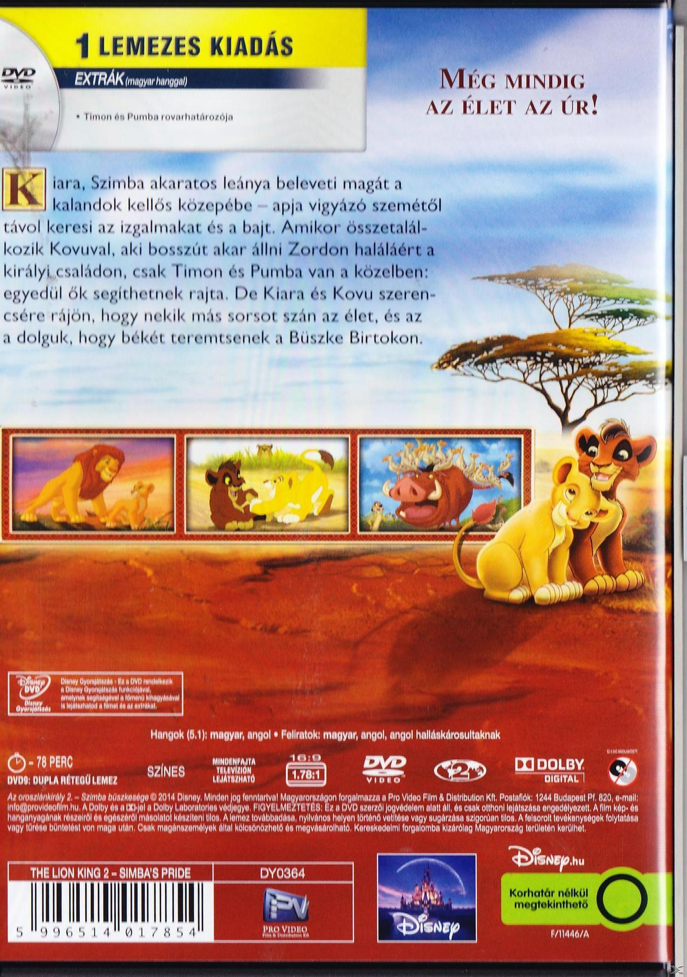 Az oroszlánkirály 2. - Szimba büszkesége (DVD)